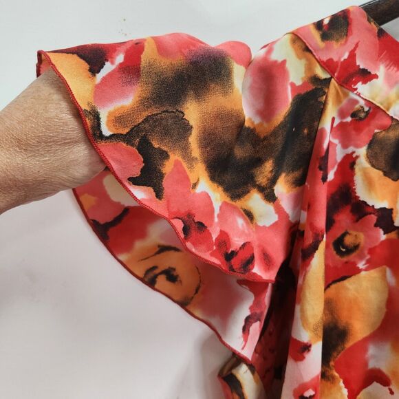 Sere Nade Floral Career Feminine Asymmetrical Blouse Size 2X Rosette Flowy - Picture 8 of 14